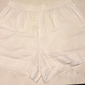 H&M White High-Waist Linen-Blend Relaxed Shorts